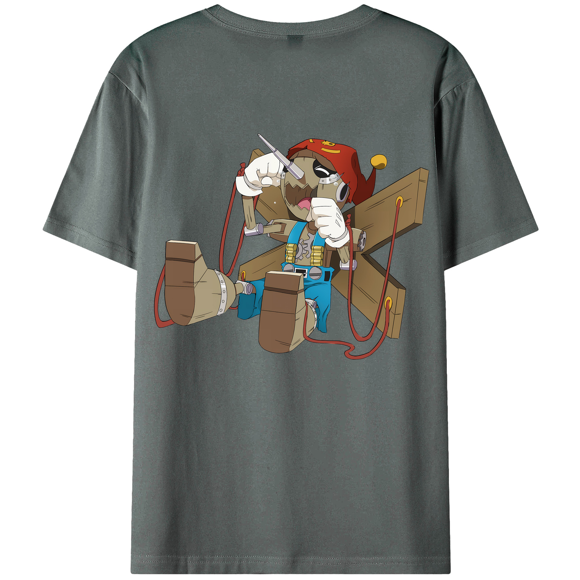 （画像用） Digimon デジタルモンスター/デジモン 綿100％ メンズ半袖Tシャツ（バックプリント） 通気性